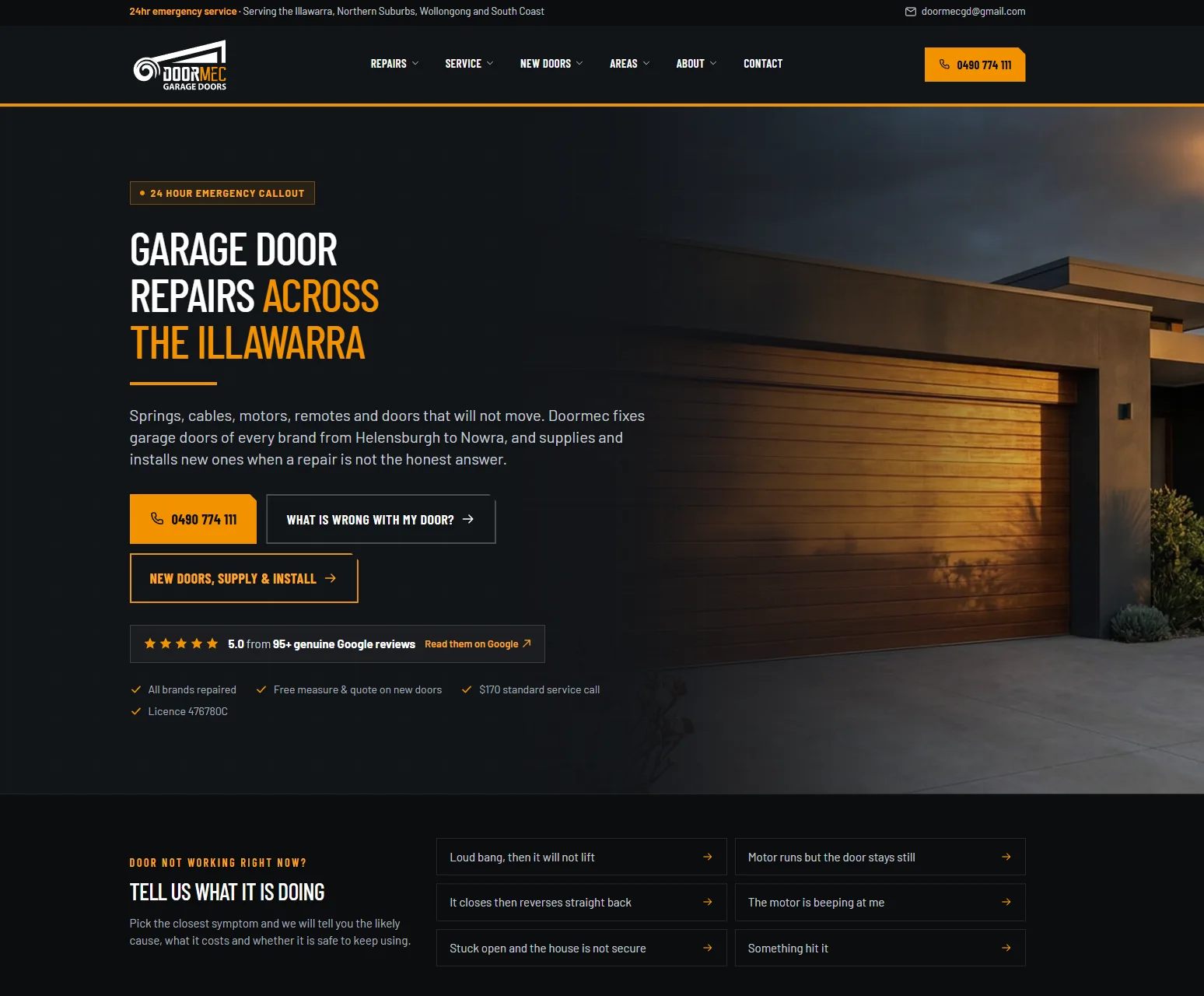 DoorMec Garage Doors website design, Garage doors, Illawarra