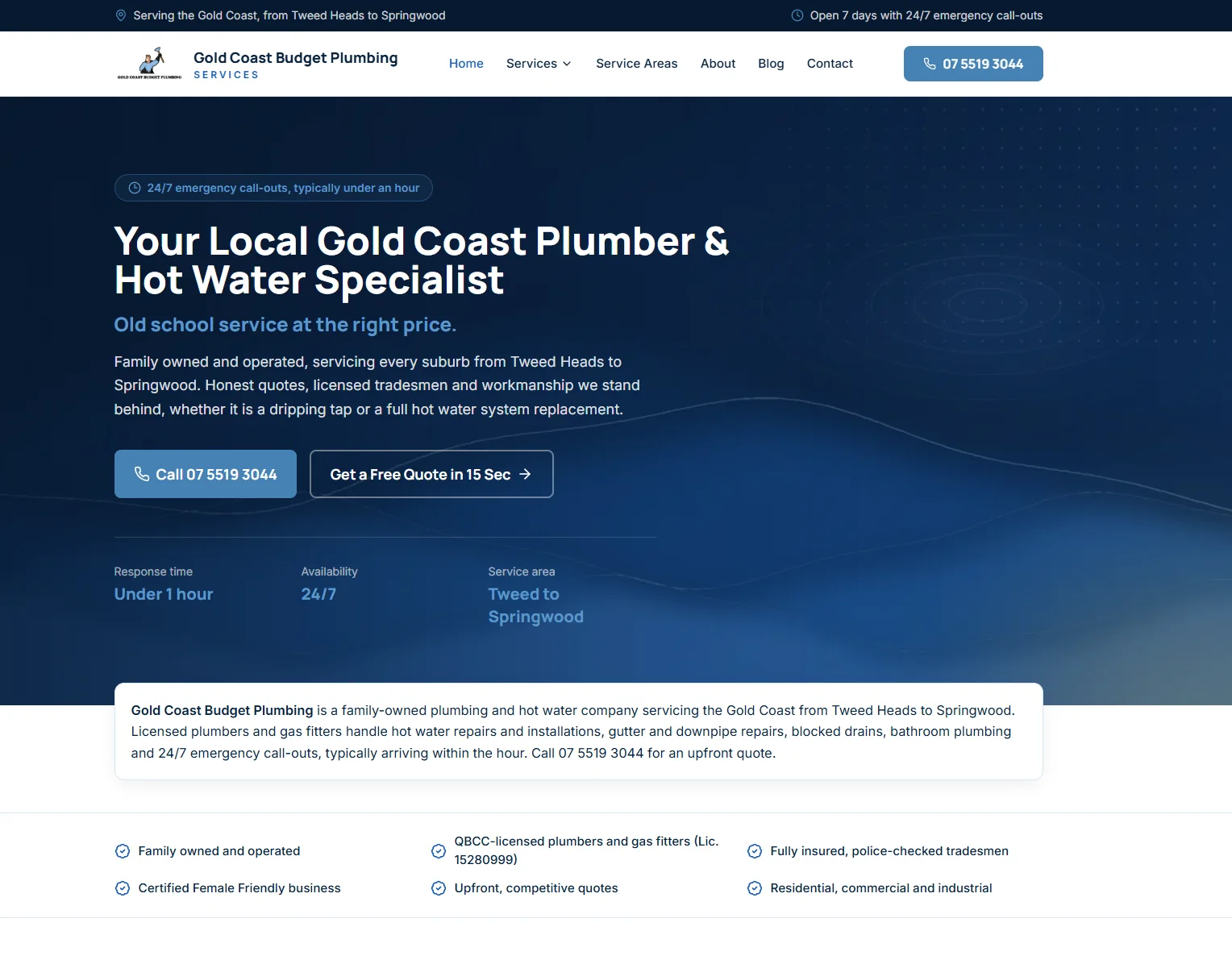 Gold Coast Budget Plumbing website design, Plumbing, Gold Coast