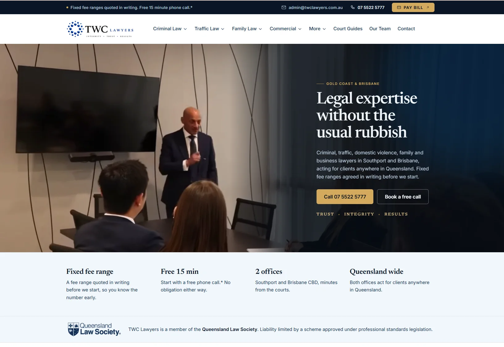 TWC Lawyers website design, Law firm, Gold Coast and Brisbane